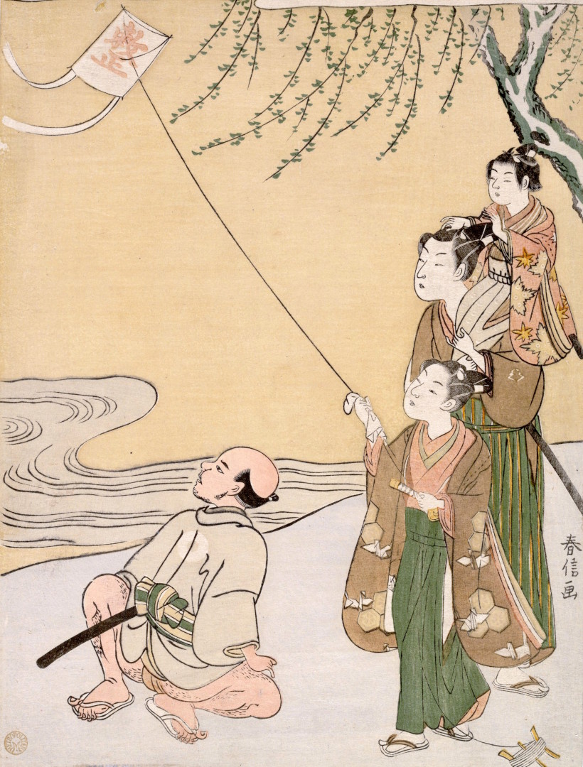 Kite Flying by Suzuki Harunobu (1766)