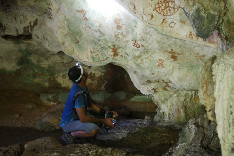 Cave paintings on Muna island, off the island of Sulawesi, 9000-5000 BC